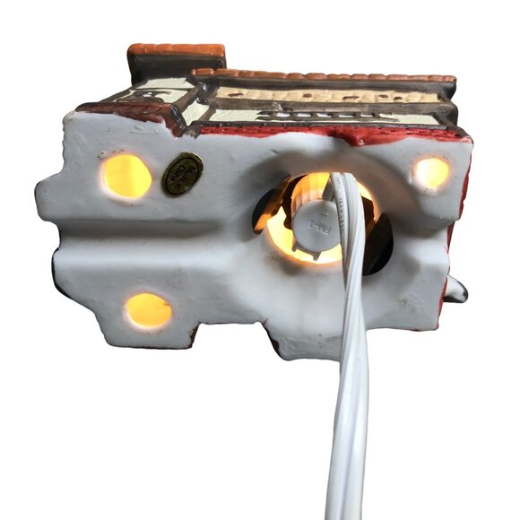 Christmas House Snow Village Miniature Lighted Restaurant Vintage Holiday Decor - Picture 2 of 7